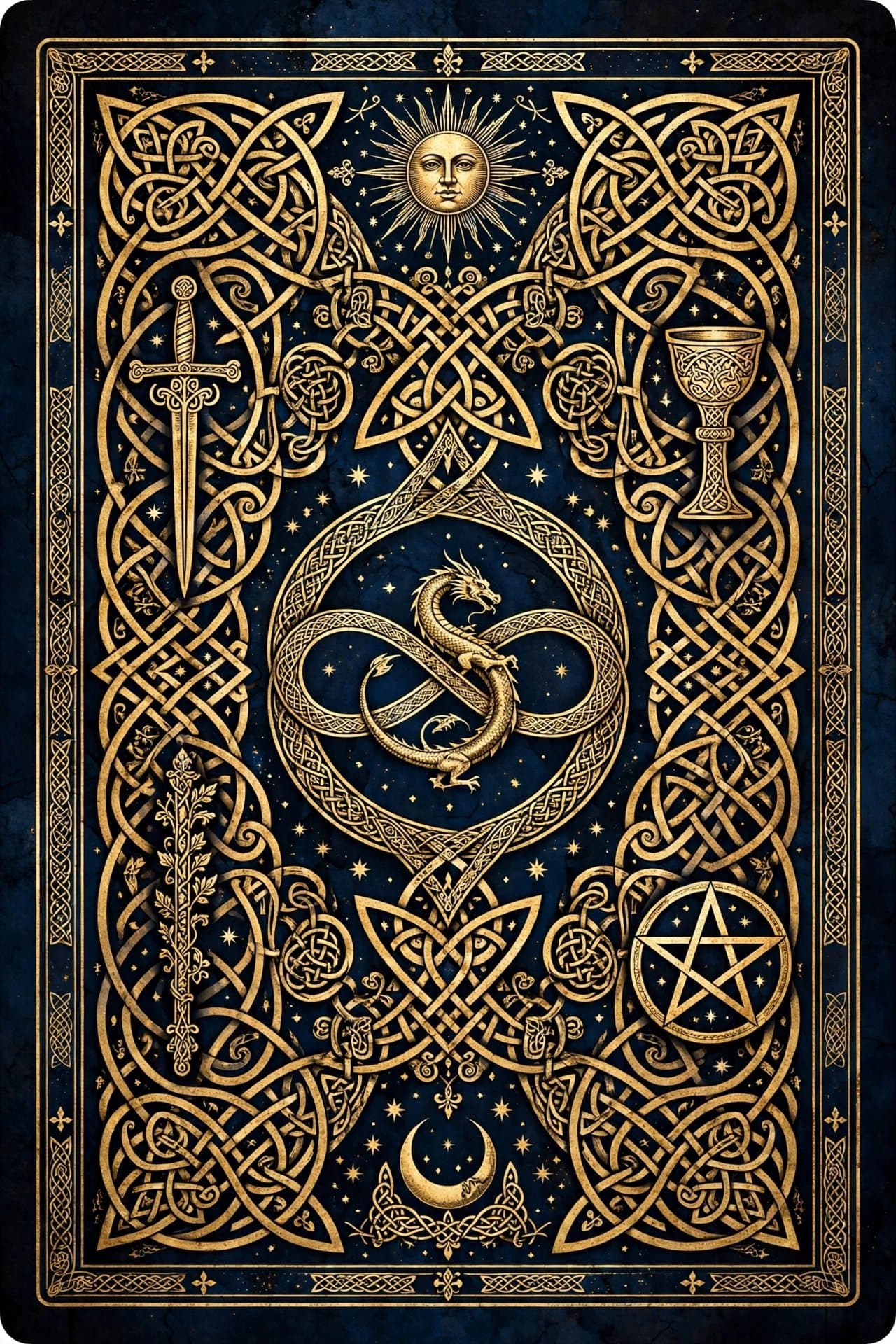 traditional tarot card back artwork